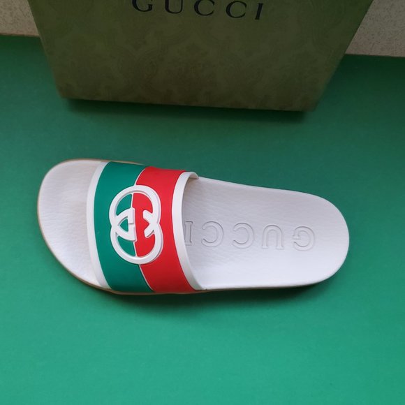 NIB Gucci Pursuit interlocking G web rubber slides sandals IT 38/ US 8 - Picture 3 of 7